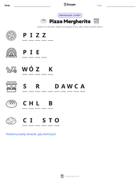 Podgląd drukowalnego arkusza ćwiczeń Pizza Margherita