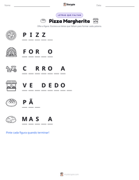Prévia da folha de atividades imprimível Pizza Margherita