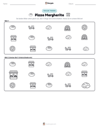 Pizza Margherita druckbare Arbeitsblatt Vorschau