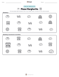 Pizza Margherita afdrukbare werkblad voorbeeld