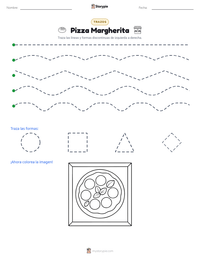 Vista previa de la hoja de trabajo imprimible de Pizza Margherita