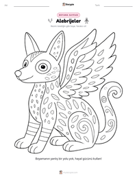 Alebrijeler yazdırılabilir çalışma sayfası önizlemesi