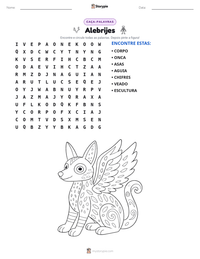 Prévia da folha de atividades imprimível Alebrijes