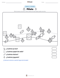 Vista previa de la hoja de trabajo imprimible de Piñata