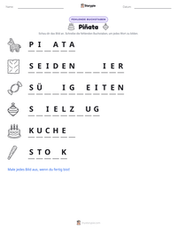 Piñata druckbare Arbeitsblatt Vorschau