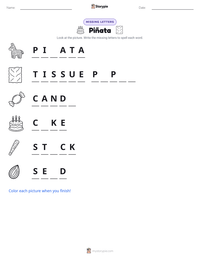 Piñata printable worksheet preview