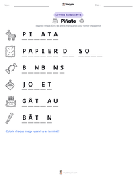 Aperçu de la feuille de travail imprimable Piñata