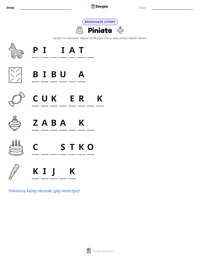 Podgląd drukowalnego arkusza ćwiczeń Piniata
