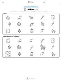 Aperçu de la feuille de travail imprimable Piñata