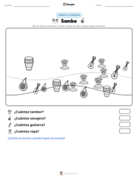 Vista previa de la hoja de trabajo imprimible de Samba