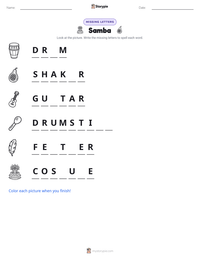 Samba printable worksheet preview