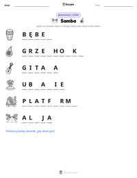 Podgląd drukowalnego arkusza ćwiczeń Samba