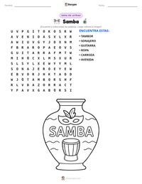 Vista previa de la hoja de trabajo imprimible de Samba