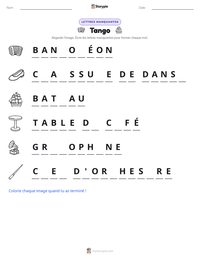Aperçu de la feuille de travail imprimable Tango