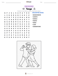 Prévia da folha de atividades imprimível Tango