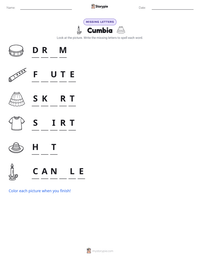 Cumbia printable worksheet preview
