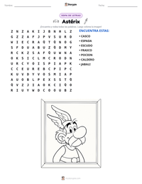 Vista previa de la hoja de trabajo imprimible de Astérix