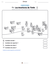 Aperçu de la feuille de travail imprimable Les Aventures de Tintin