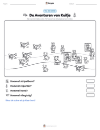De Avonturen van Kuifje afdrukbare werkblad voorbeeld