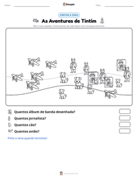 Prévia da folha de atividades imprimível As Aventuras de Tintim