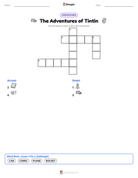 The Adventures of Tintin printable worksheet preview