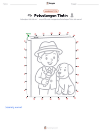 Prabaca lembar kerja cetak Petualangan Tintin