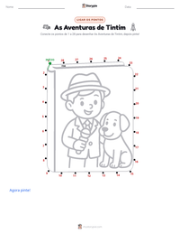 Prévia da folha de atividades imprimível As Aventuras de Tintim
