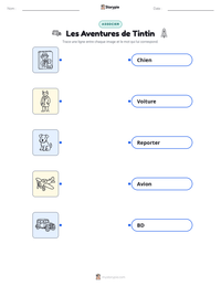 Aperçu de la feuille de travail imprimable Les Aventures de Tintin