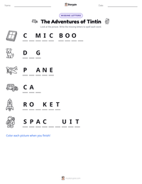 The Adventures of Tintin printable worksheet preview