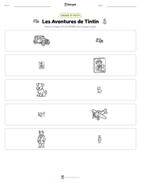 Aperçu de la feuille de travail imprimable Les Aventures de Tintin