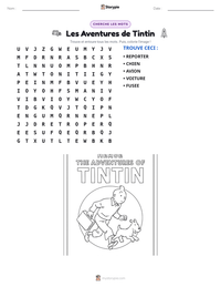 Aperçu de la feuille de travail imprimable Les Aventures de Tintin