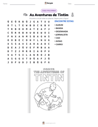 Prévia da folha de atividades imprimível As Aventuras de Tintim