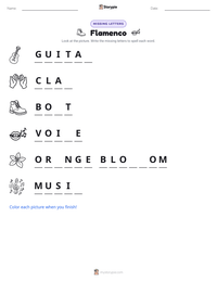 Flamenco printable worksheet preview