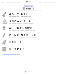 Heidi printable worksheet preview