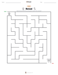 Bonsai printable worksheet preview