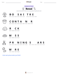 Bonsai printable worksheet preview