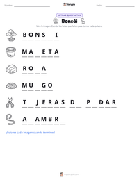 Vista previa de la hoja de trabajo imprimible de Bonsái