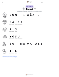 Bonsai yazdırılabilir çalışma sayfası önizlemesi