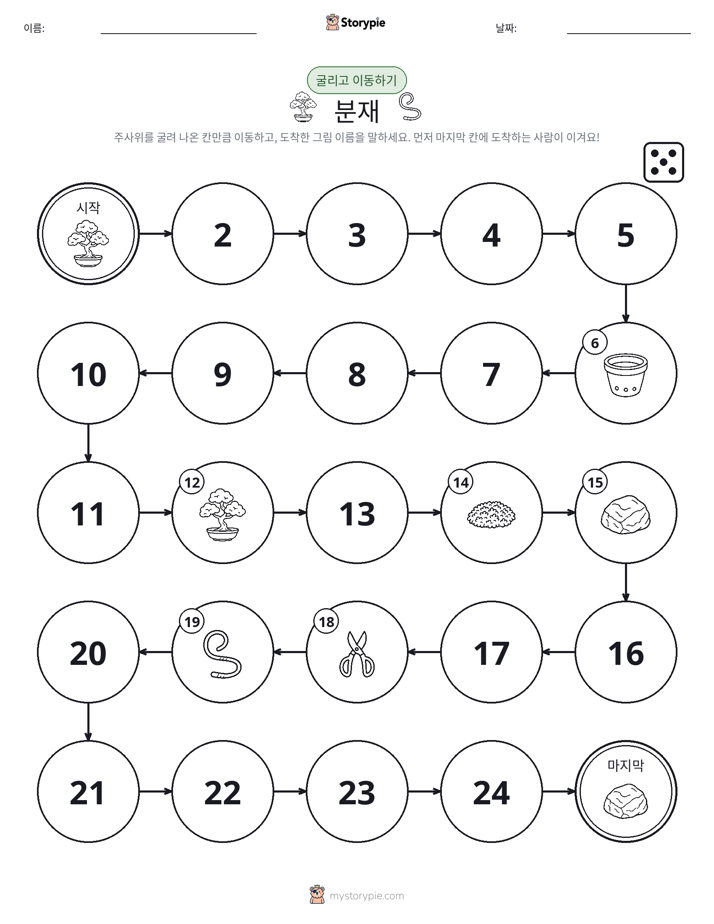 주사위 굴리고 이동하기 게임