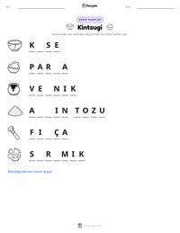 Kintsugi yazdırılabilir çalışma sayfası önizlemesi