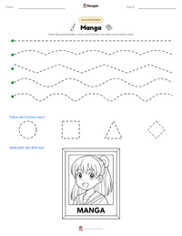 Manga druckbare Arbeitsblatt Vorschau