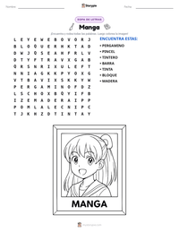Vista previa de la hoja de trabajo imprimible de Manga