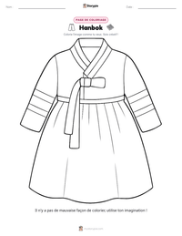 Aperçu de la feuille de travail imprimable Hanbok