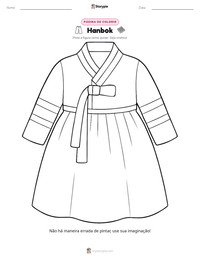 Prévia da folha de atividades imprimível Hanbok