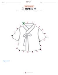Prévia da folha de atividades imprimível Hanbok