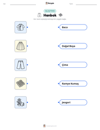 Hanbok yazdırılabilir çalışma sayfası önizlemesi