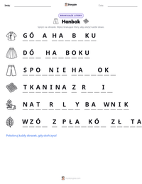 Podgląd drukowalnego arkusza ćwiczeń Hanbok