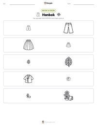 Hanbok yazdırılabilir çalışma sayfası önizlemesi
