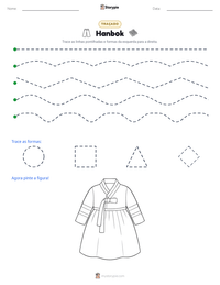 Prévia da folha de atividades imprimível Hanbok