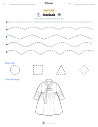 Hanbok yazdırılabilir çalışma sayfası önizlemesi